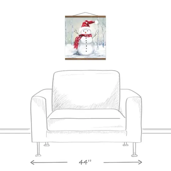 Winter Snowman Teak Hanging Canvas Wall Art {4}
