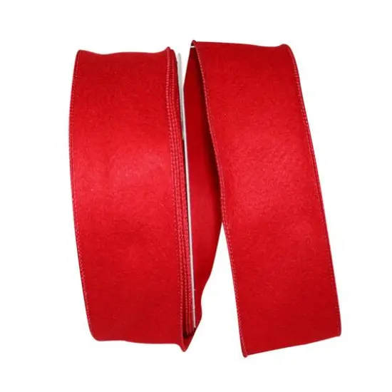 JAM Paper 2.5" x 20yd. Scarlet Wired Felt Holiday Ribbon {1}