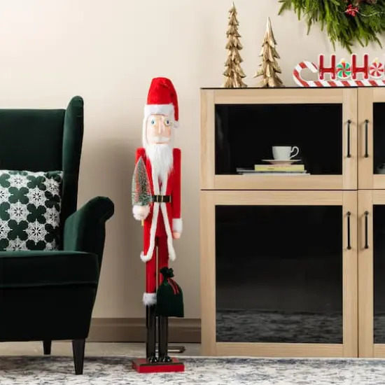 Glitzhome&reg; 42"H Wooden Christmas Santa Nutcracker {3}