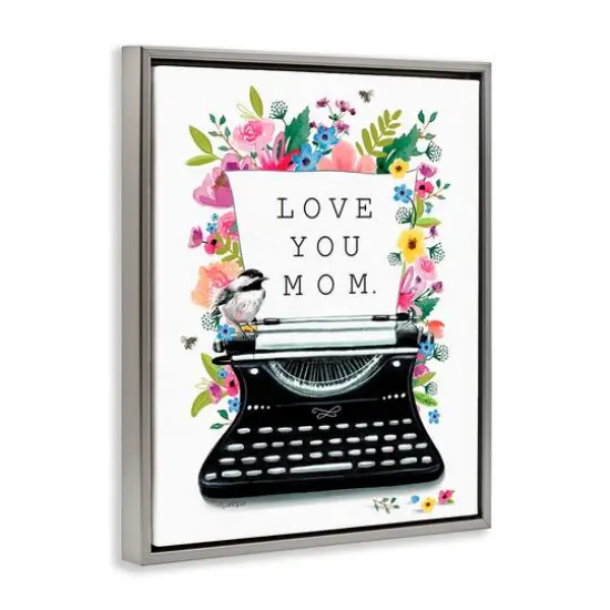 Stupell Industries Love You Mom Typewriter Floater Framed Art Gray {4}