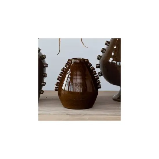 Hello Honey&reg; 7" Brown Terra Cotta Vase with Hobnails {4}