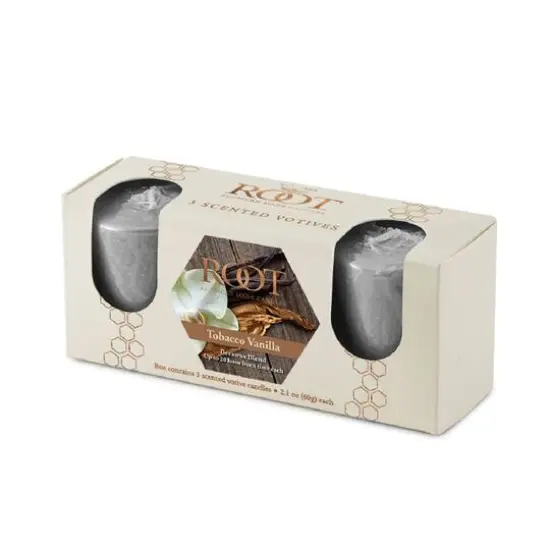 Root Candles Scented 20 Hour Beeswax Blend Votive Candles Gift Box Tobacco Vanilla {1}