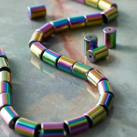 Rainbow Reconstituted Hematite Tube Beads, 8mm by Bead Landing&trade; {3}