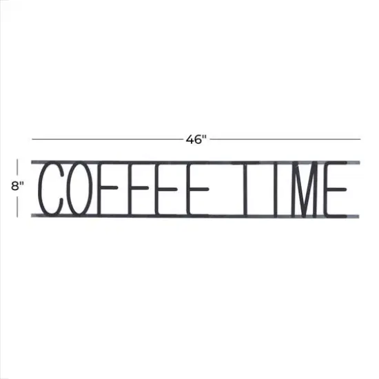46" Black Coffee Time Iron Wall Sign {7}