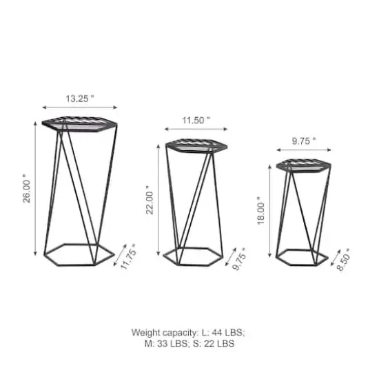 Glitzhome&reg; Modern Hexagon Black Metal Planter Set {6}