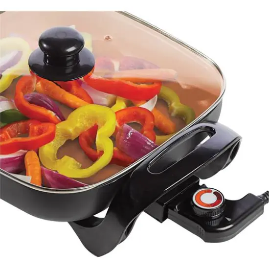 Brentwood 12" Copper Nonstick Electric Skillet with Glass Lid {6}