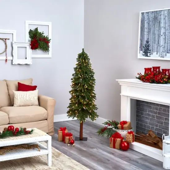 5ft. Pre-Lit Grand Alpine Artificial Christmas Tree, Clear LED Lights {6}