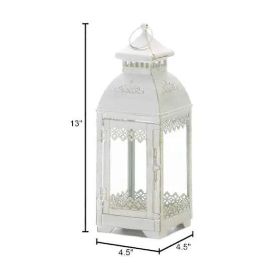 13" Rustic Metal White Lace Victorian Style Domed Lantern {4}