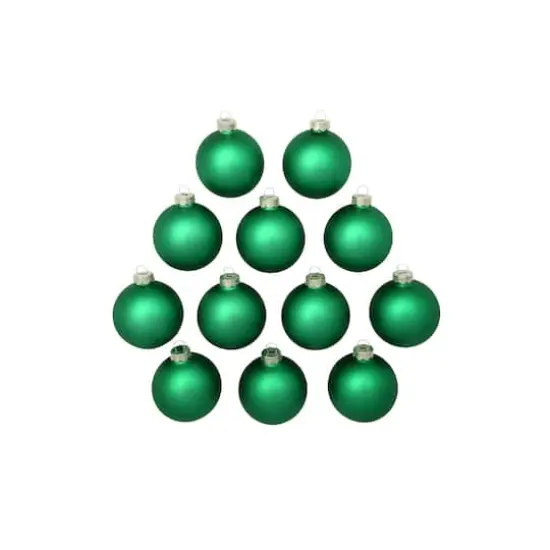 Whitehurst 12ct. 2.75" Matte Glass Ball Ornaments Green Matte {3}