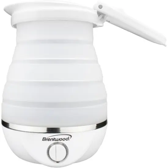 Brentwood White 0.85qt. Dual-Voltage Collapsible Travel Kettle {1}