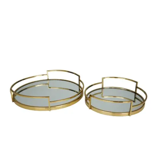 Gold Contemporary Tray, Set of 2" 19", 14" {1}