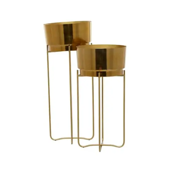 CosmoLiving by Cosmopolitan Contemporary Planter Stand Set Gold {4}