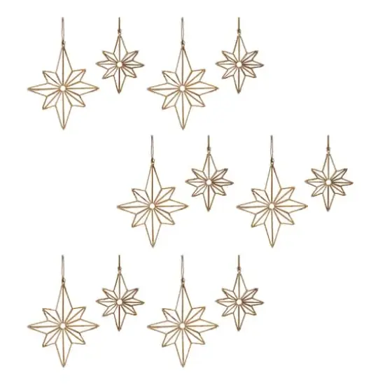 Rattan Wrapped Metal Star Ornaments Set {1}