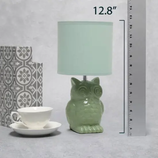 Simple Designs 13" Ceramic Owl Table Lamp Sage Green {5}