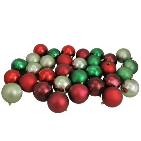 32ct. 3.25" Red & Green Shatterproof Plastic Ball Ornaments {1}