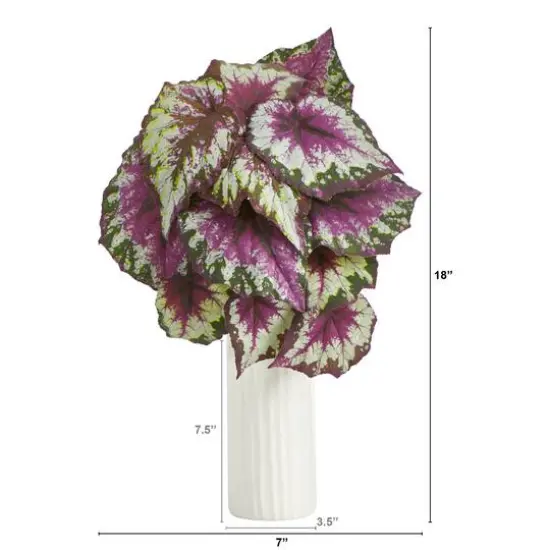 18" Wax Begonia Plant in White Planter {3}