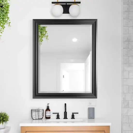 Black Framed Rectangle Decorative Beveled Edge Wall Mirror - 26" x 32" {3}