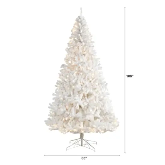 9ft. Pre-Lit White Artificial Christmas Tree, Clear LED Lights {3}