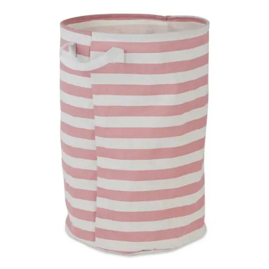 DII&reg; Round Stripes PE-Coated Cotton Polyester Laundry Hamper Rose {1}