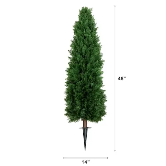 4ft. UV Resistant Artificial Cedar Plant with Integrated Ground Stake (Indoor/Outdoor) - Set of 2 {3}