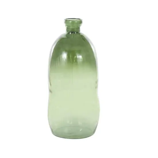 Green Recycled Glass Abstract Handmade Curved Ombre Spanish Bottle Vase {4}