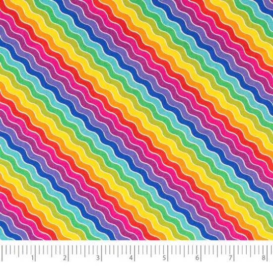 SINGER Rainbow Wiggle Lines Cotton Fabric {1}