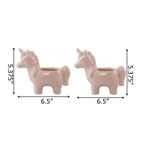 Flora Bunda Pink Ceramic Unicorn Pot Set {3}