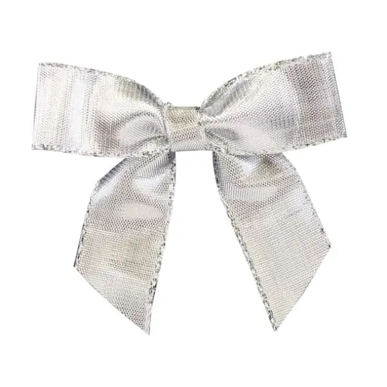 JAM Paper 3" Metallic Lame Twist Tie Bows, 100ct. Silver {1}