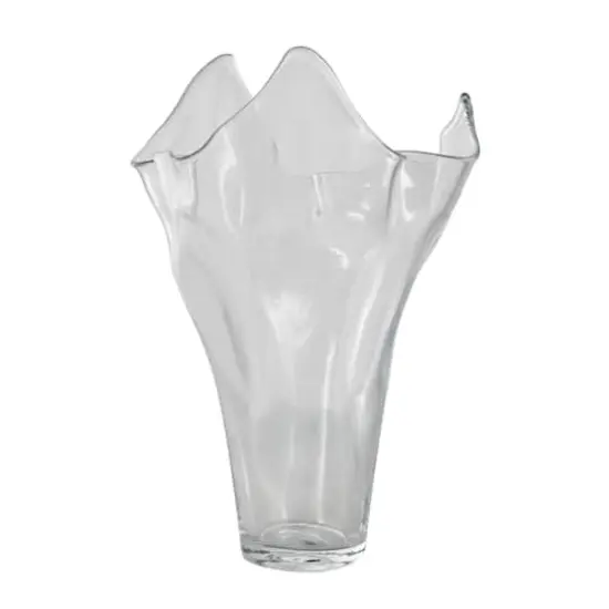 Clear Tulip-Inspired Glass Vase with Wavy Opening {4}