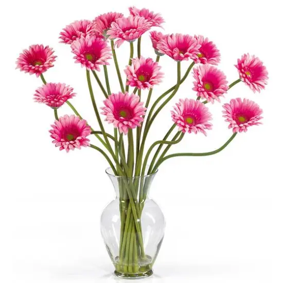 21" Gerbera Daisy Liquid Illusion Silk Flower Arrangement Pink {1}