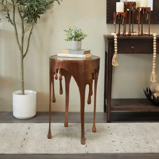 25" Bronze Melting Drip Design Accent Table  {3}