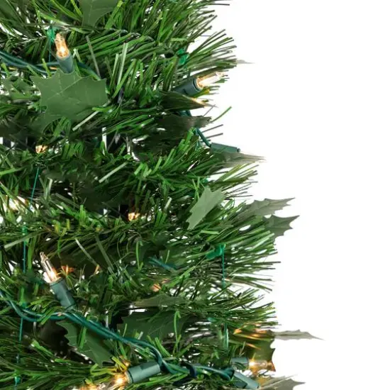 4ft. Pre-Lit Green Tinsel Pop-Up Artificial Christmas Tree, Clear Lights {4}