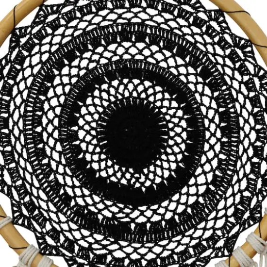 Black Cotton Bohemian Dreamcatcher Wall Decor 16" x 0" x 42" {5}