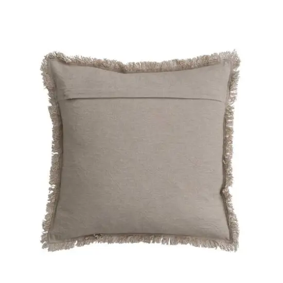 Hello Honey® Natural Woven Cotton Pillow with Chambray Back and Fringe {3}