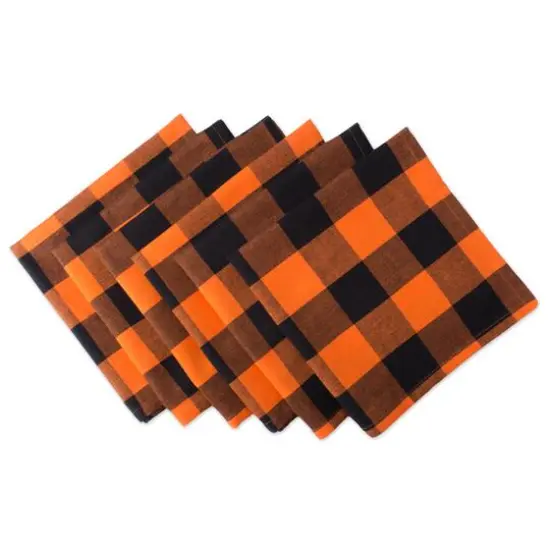 DII&reg; Buffalo Check Oversized Napkin, 6ct. Orange/Black {1}