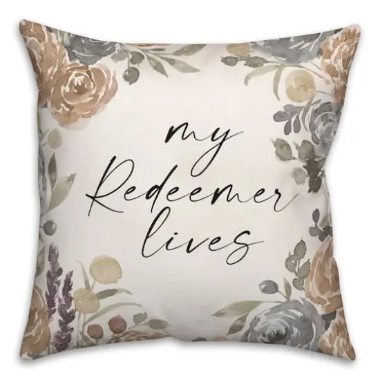 Redeemer Lives Neutral Pillow 2 18" x 18" Throw Pillow {3}
