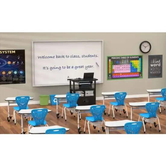 Luxor Adjustable Trapezoid Student Desk with Drawer {7}