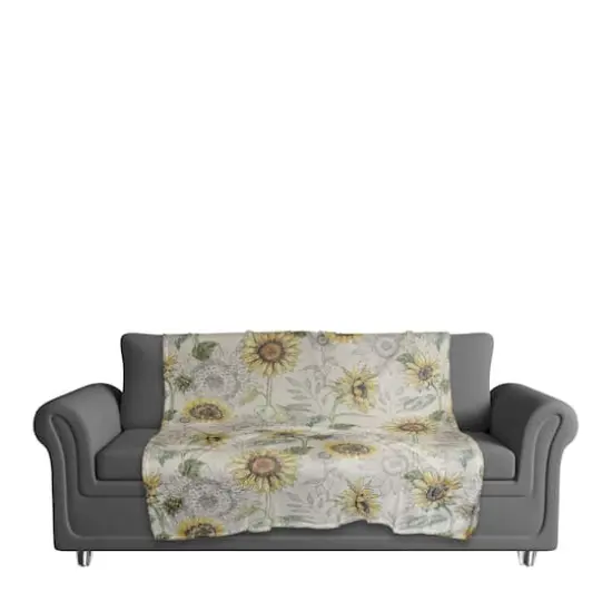 Sunflower Pattern Coral Fleece Blanket Cream {4}