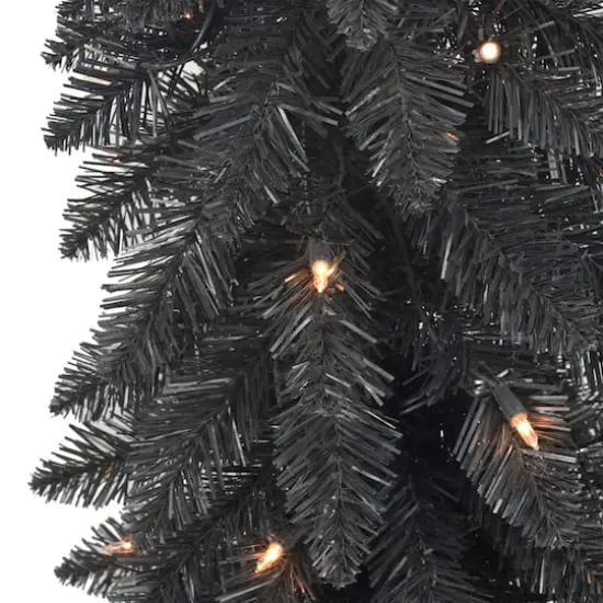 4ft. Pre-Lit Black Artificial Alpine Pencil Christmas Tree, Clear Lights {5}