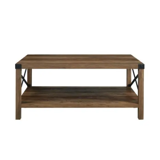 Walker Edison Black Metal & Reclaimed Barnwood Rustic Coffee Table  {6}