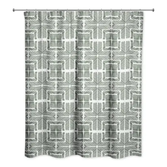 Shibori Squares Shower Curtain Sage {3}