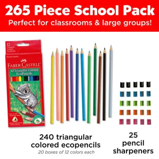 Faber-Castell® 240-Piece Triangular Colored EcoPencils School Pack {6}