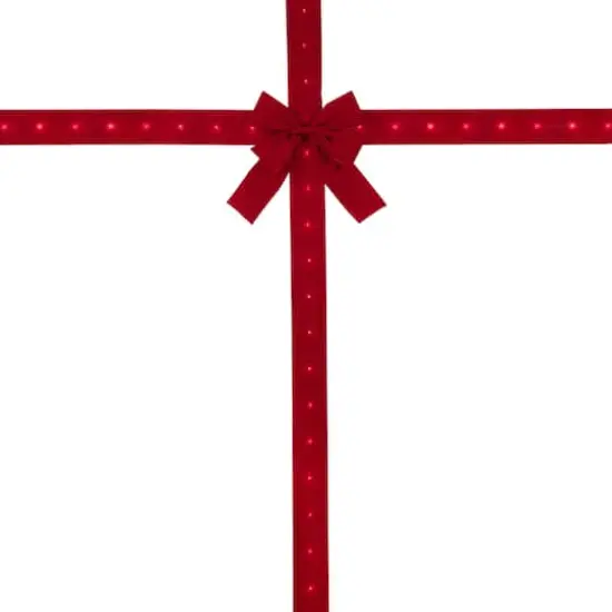 14ft. Pre-Lit Battery Operated Red Velvet Christmas Door Bow {4}