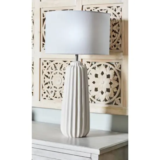 24" White Stone Traditional Table Lamp {10}