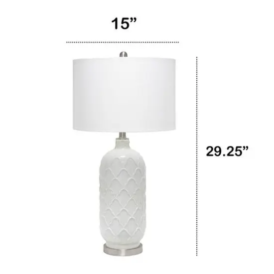 Lalia Home 30" Argyle Classic White Table Lamp with Fabric Shade {4}