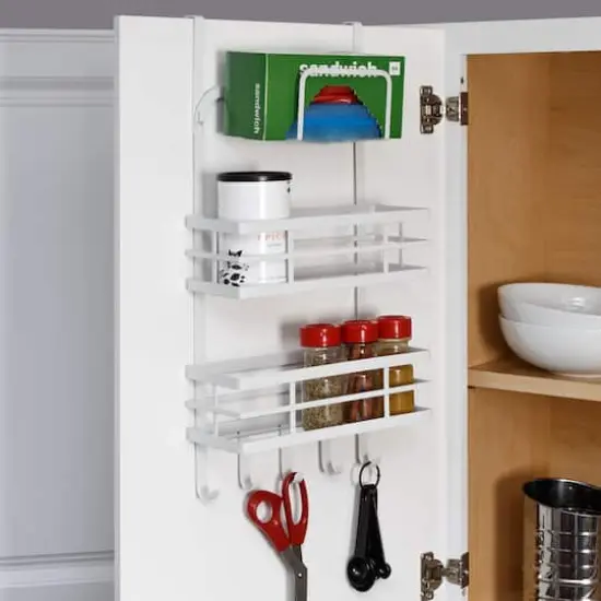 Honey Can Do White Over Cabinet Door Organizer with Hooks {4}
