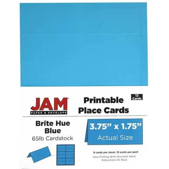 JAM Paper Printable Place Cards, 12ct. Bright Hue Blue {5}