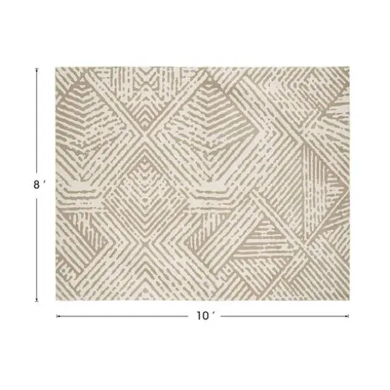 Glitzhome&reg; 8ft. x 10ft. Ivory & Tan Geometric Area Rug {9}
