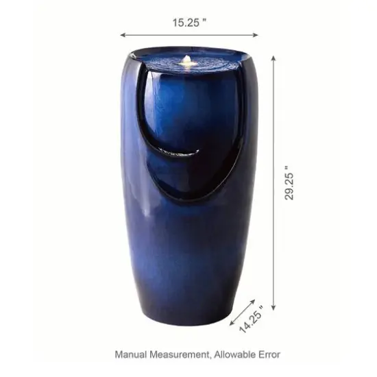 Glitzhome&reg; 29" Ceramic Pot Fountain Cobalt Blue {9}