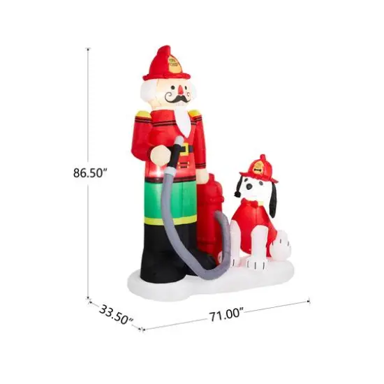 Glitzhome&reg; 7ft. Inflatable Fire Fighter & Puppy Dog With Lights {7}